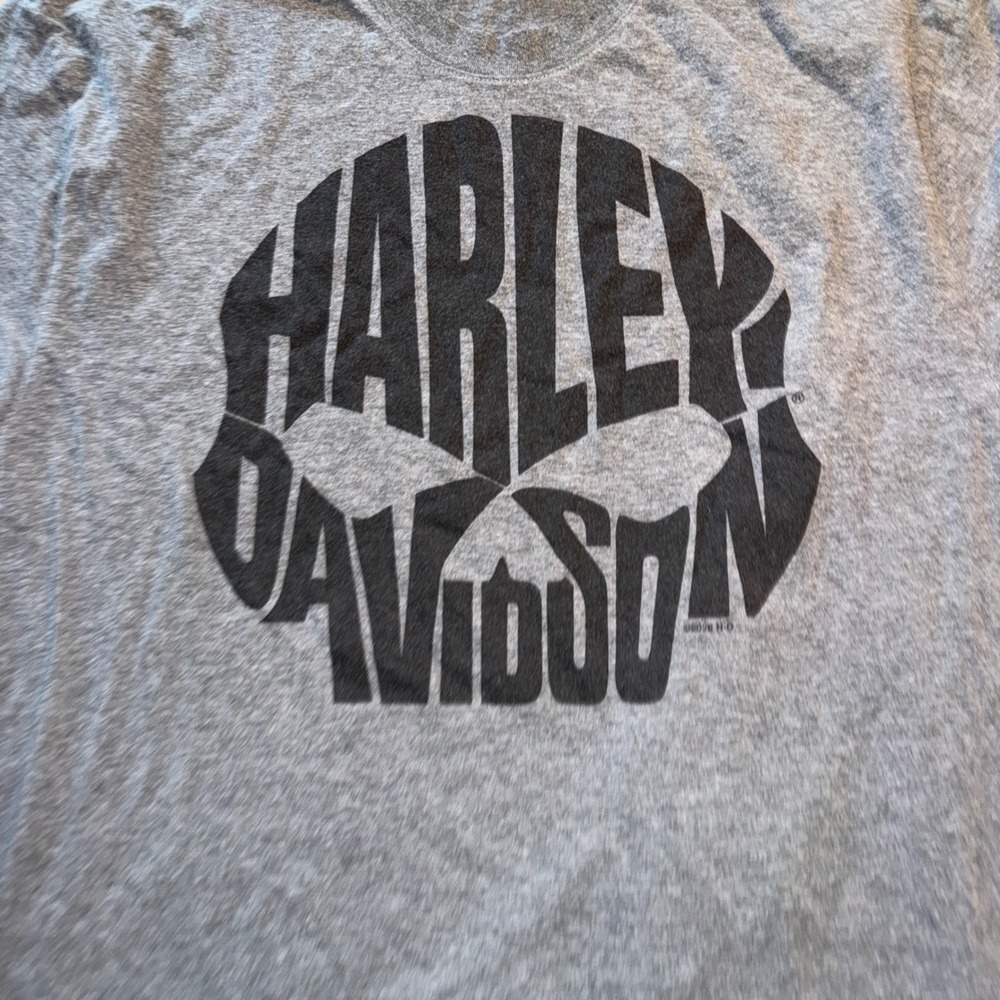 Harley-Davidson T-Shirt Large Gray Fort Thunder Oklahoma Eagle Skull Graphic‎